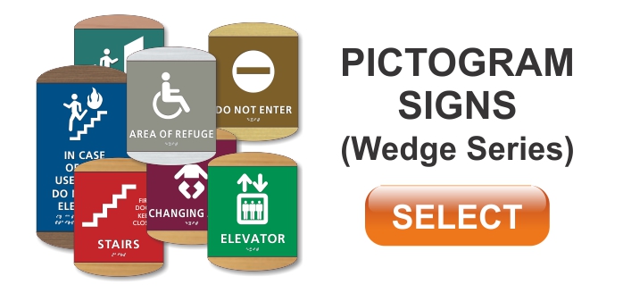 wedge series ADA braille pictogram signs